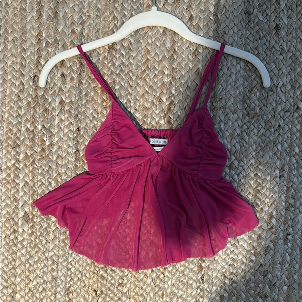 Urban Outfitters Pink Ruched Peplum Camisole